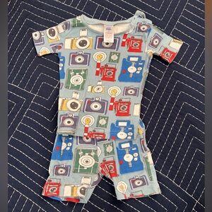 Mini Boden pajama shorts set vintage camera print size 2t